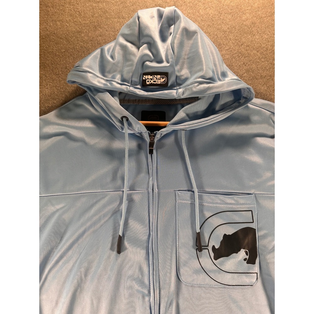 Ecko Function Mens XL Light Blue Full Zip Hoodie Rhino Logo Athletic Sweatshirt